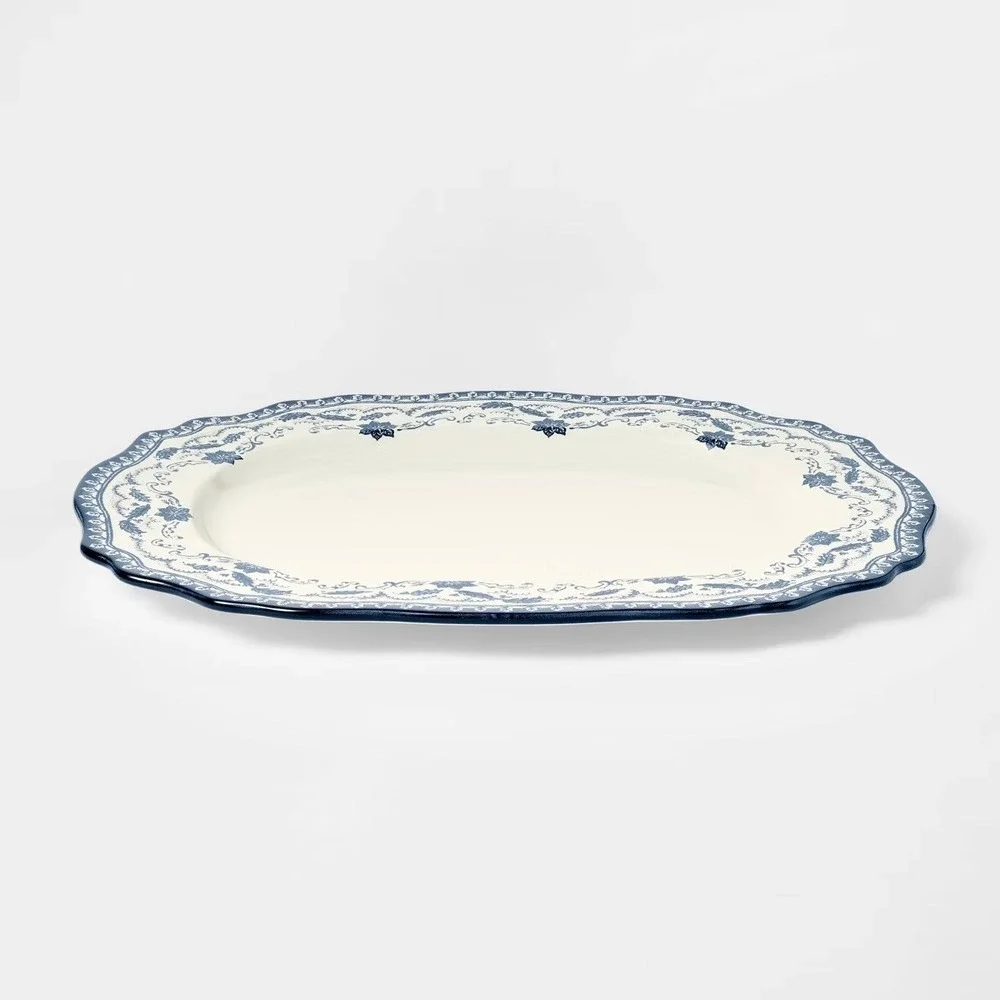 Stoneware Serve Platter Blue Pattern - Threshold Studio McGee Target Christmas